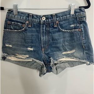 distressed jean shorts